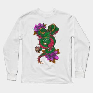 Green Dragon Peony Long Sleeve T-Shirt